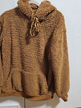 Cozy Women's Sherpa Hoodie Sweater - Caramel